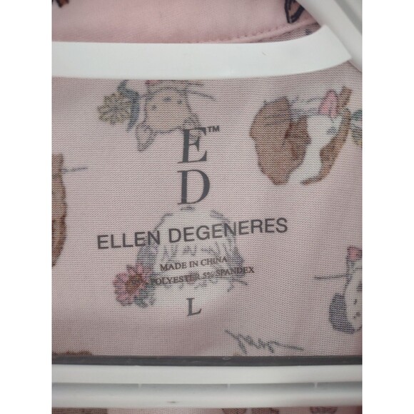 Ellen DeGeneres Pajama Set L Pink/Gray Dogs Notch Collar Dog Love Soft &Cozy - Picture 5 of 14